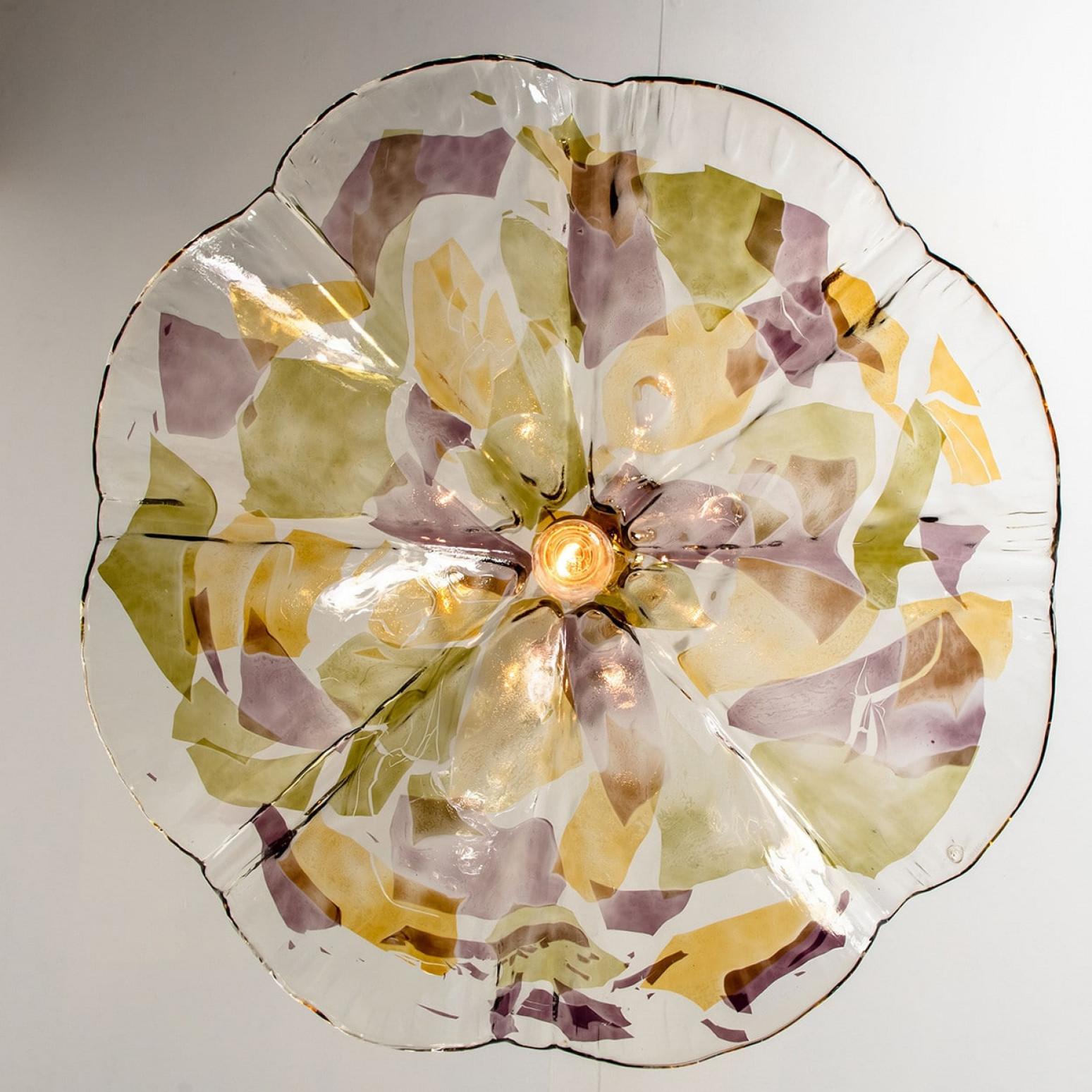 Other Purple, Green and Yellow Murano Glass Pendant by VeArt, 1980s For Sale