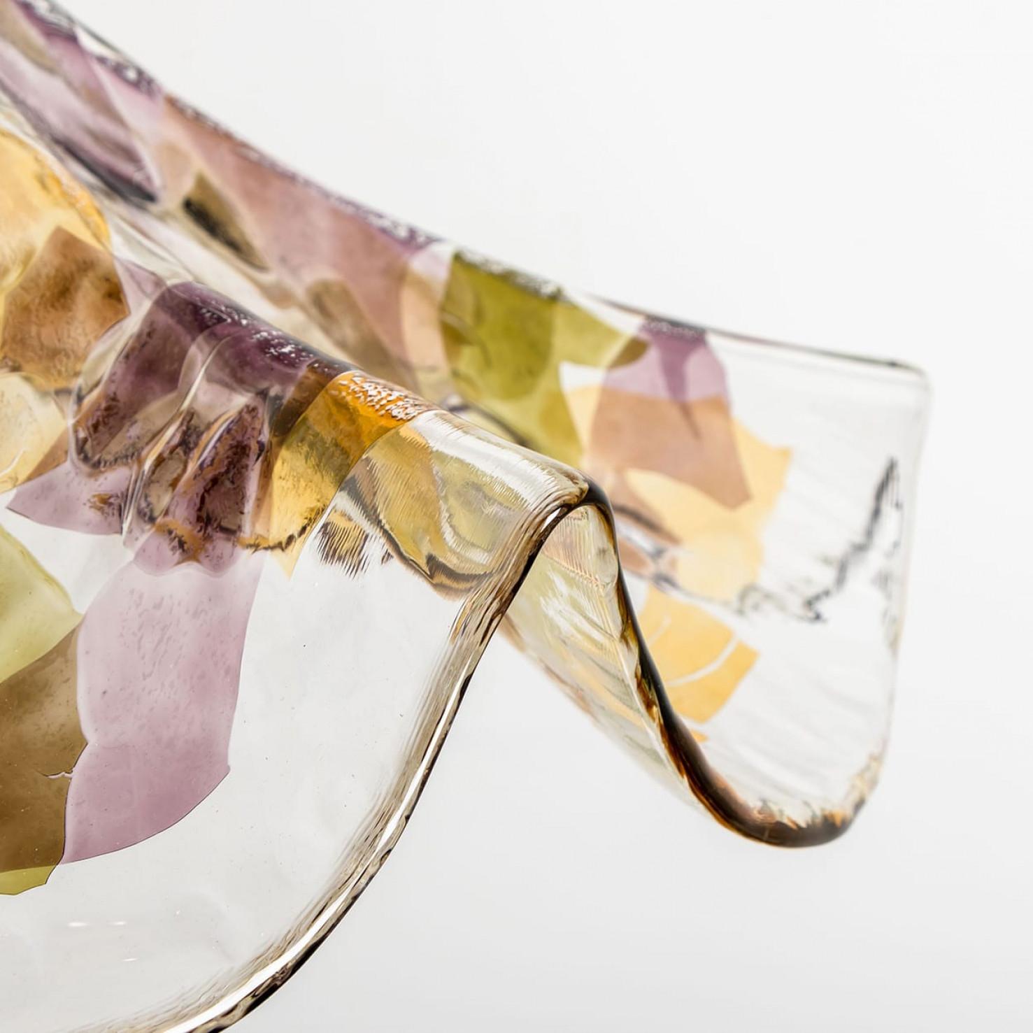 Late 20th Century Purple, Green and Yellow Murano Glass Pendant by VeArt, 1980s For Sale