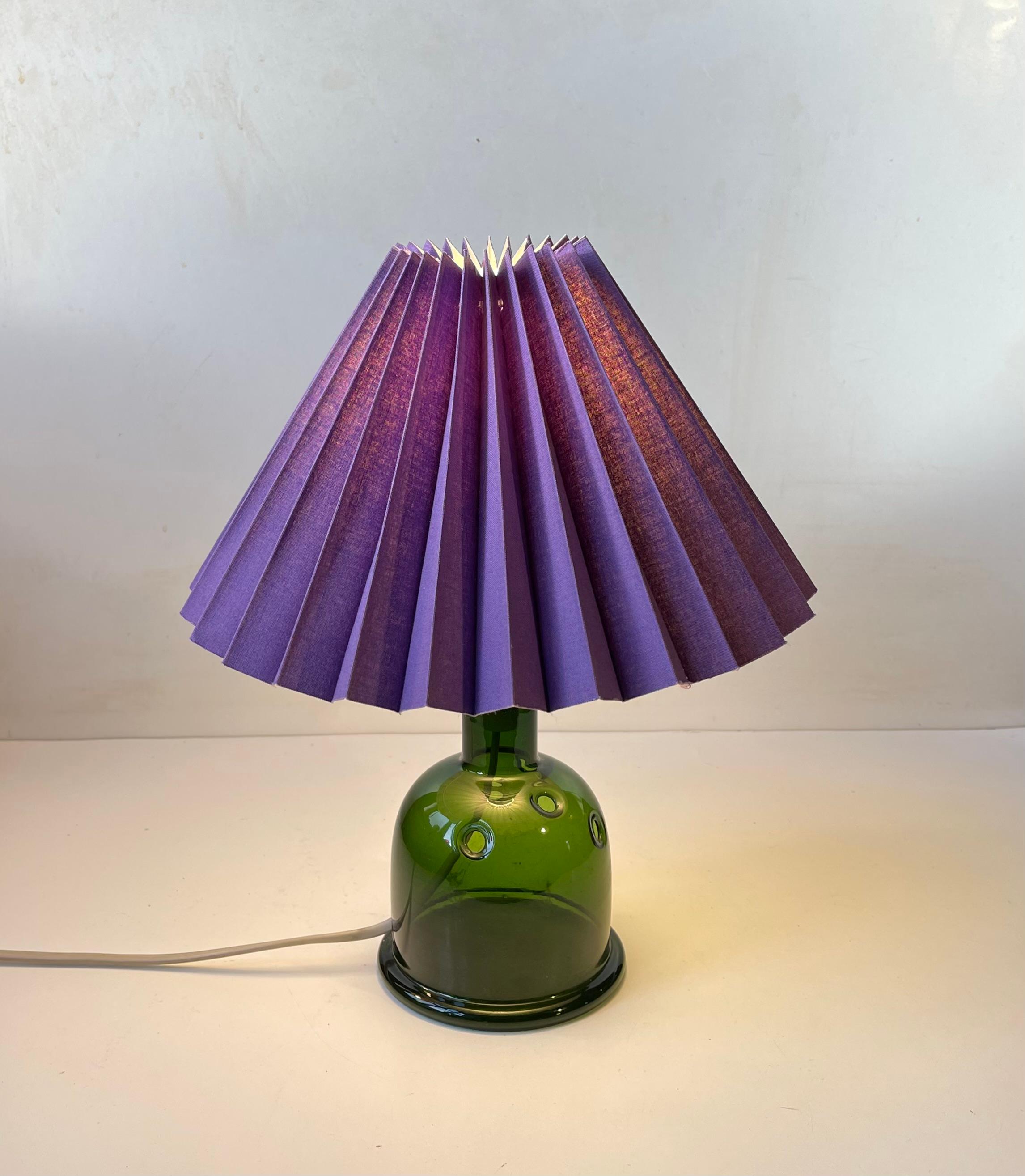 Textile Purple & Green Glass Meteor Table Lamp by Michael Bang for Holmegaard For Sale