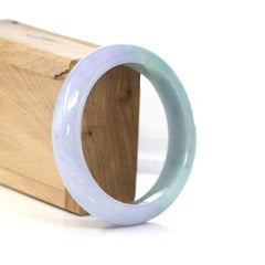 Purple Green Lavender Natural Jadeite Jade Bangle ( 59.65 mm )#596