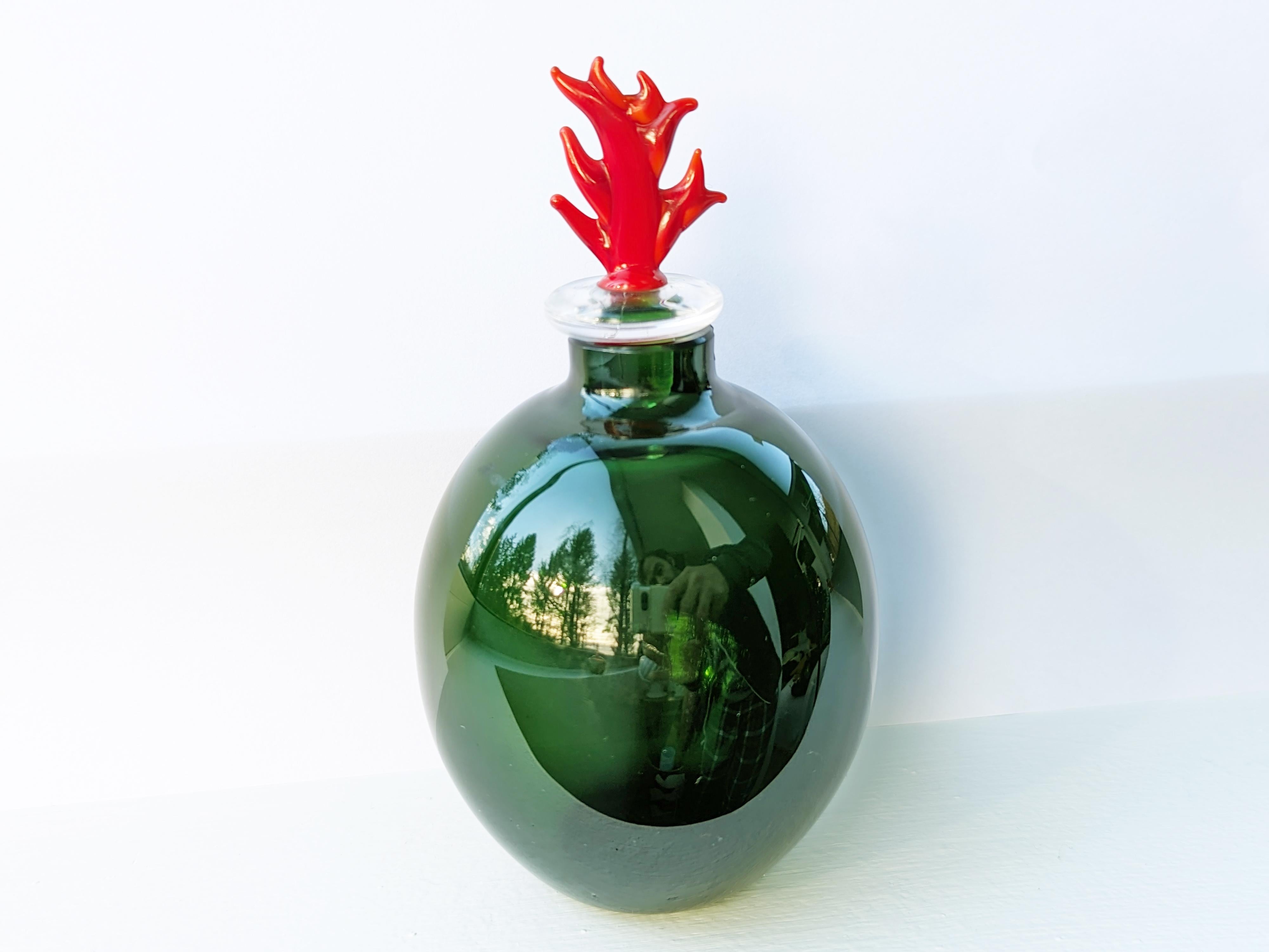 Lila-grüne Murano-Glasflaschen von Venini, 1980er Jahre im Angebot 5