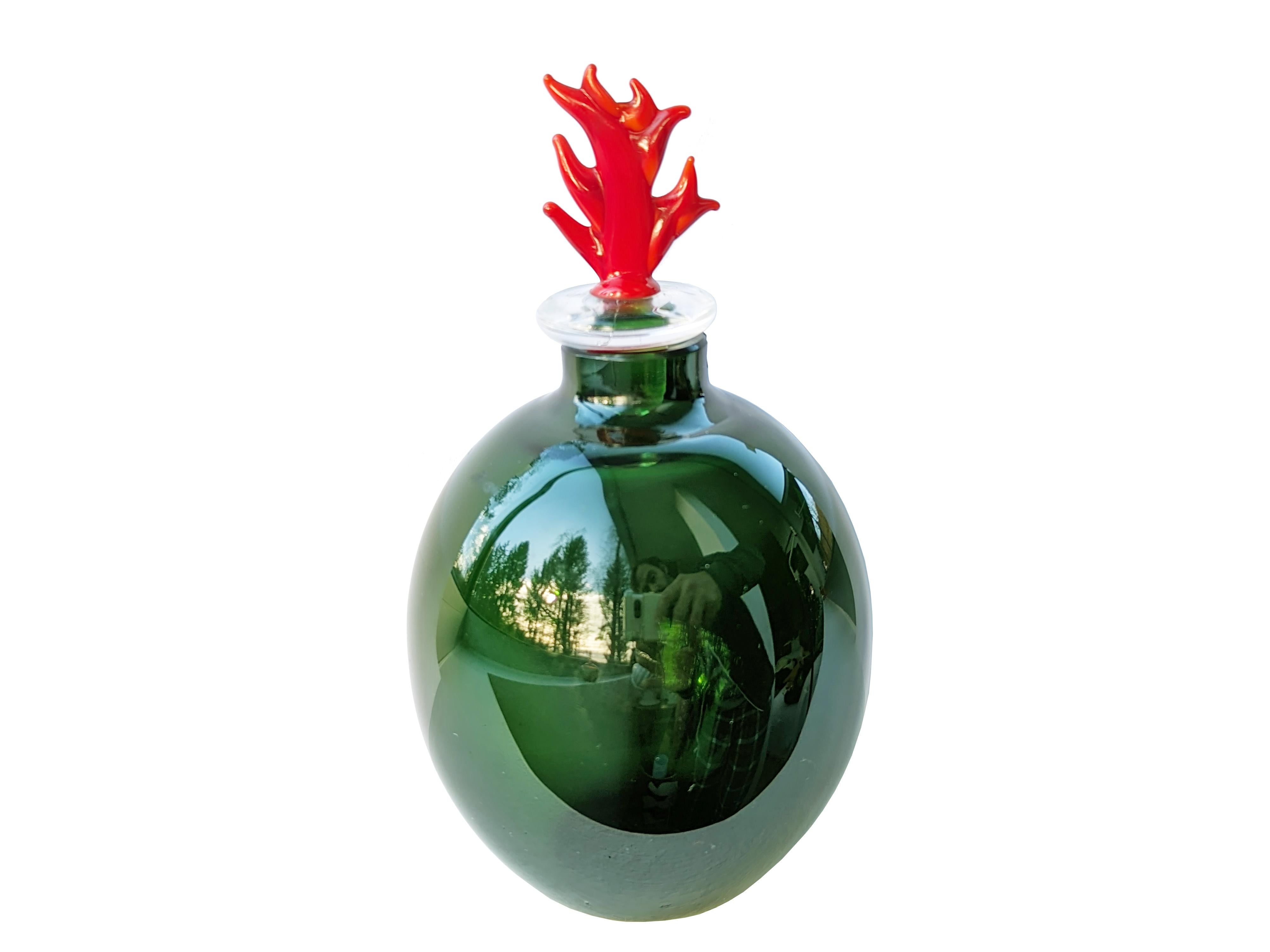 Lila-grüne Murano-Glasflaschen von Venini, 1980er Jahre (Muranoglas) im Angebot