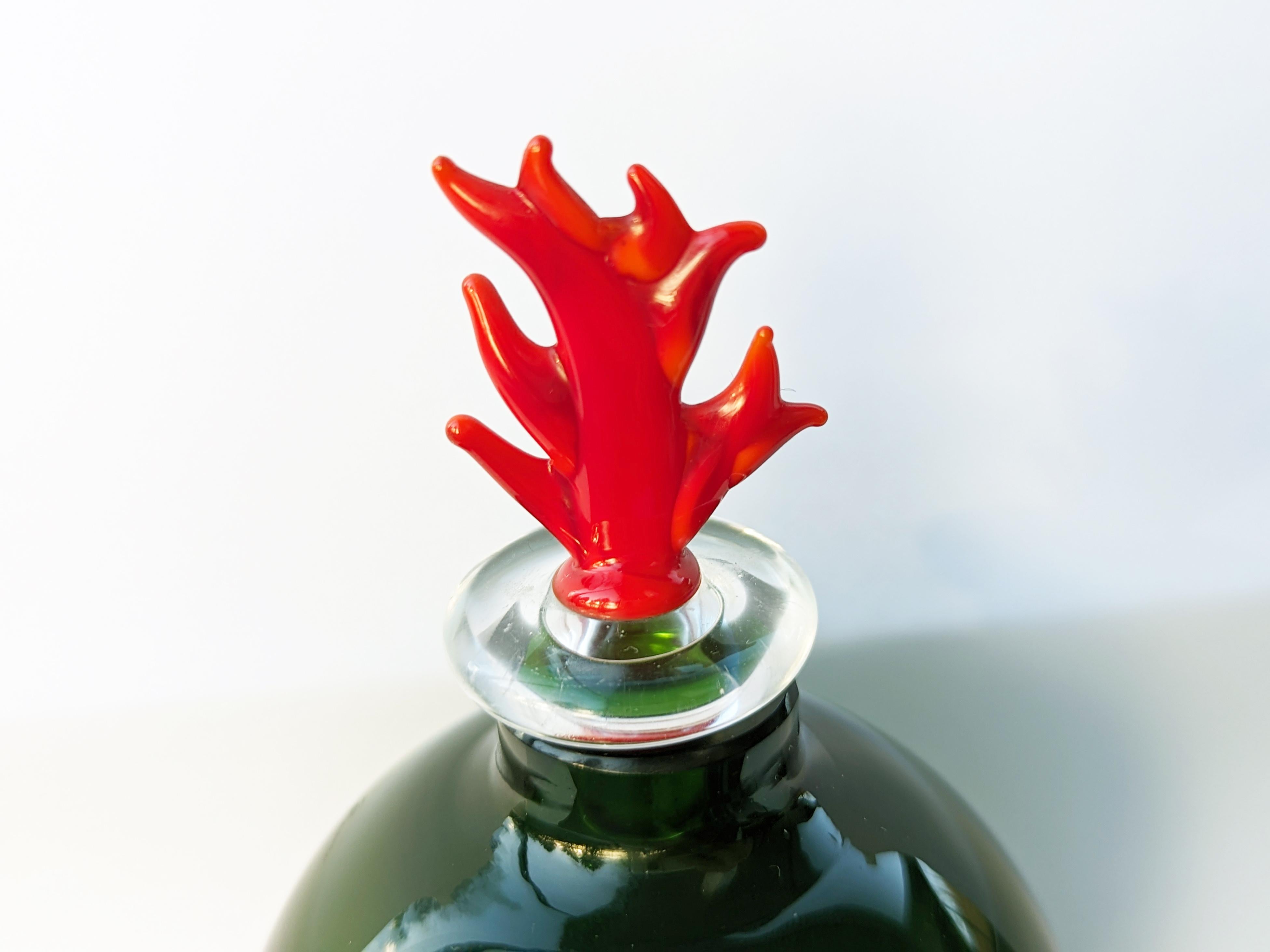 Lila-grüne Murano-Glasflaschen von Venini, 1980er Jahre im Angebot 1