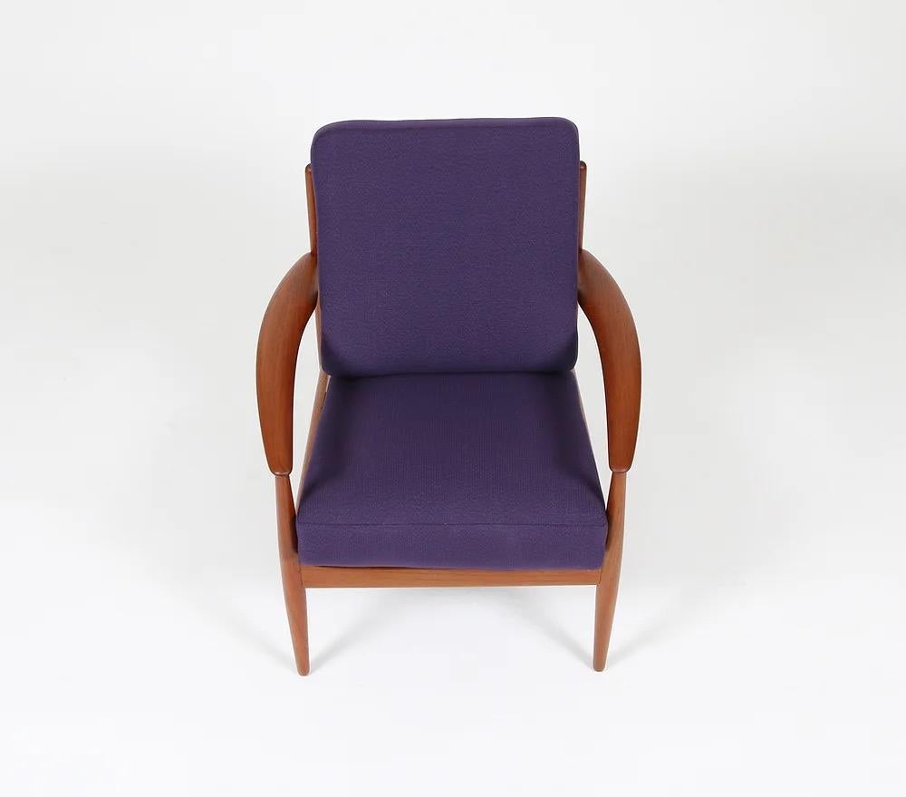 Purple Grete Jalk Teak Lounge Chair for France and Son For Sale 4