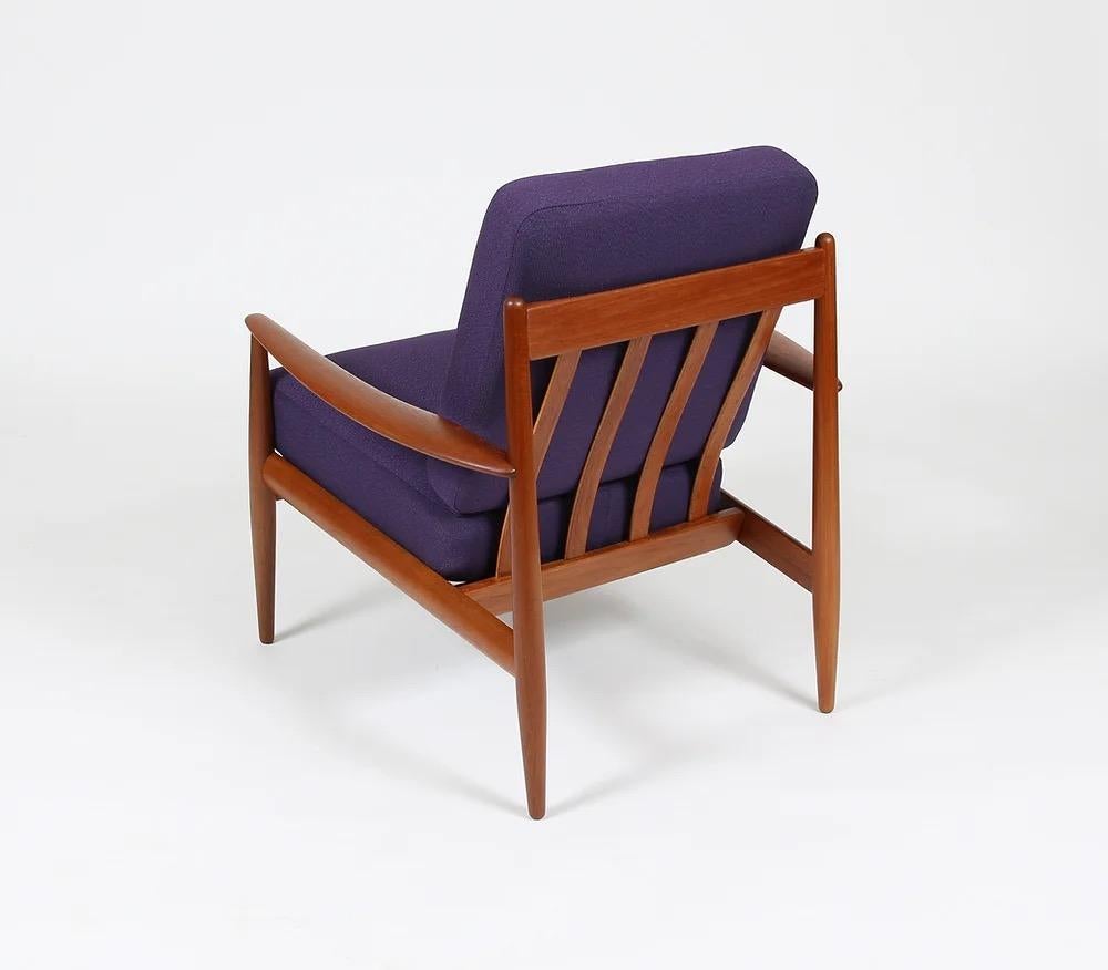 Mid-Century Modern Purple Grete Jalk Teak Lounge Chair for France and Son For Sale