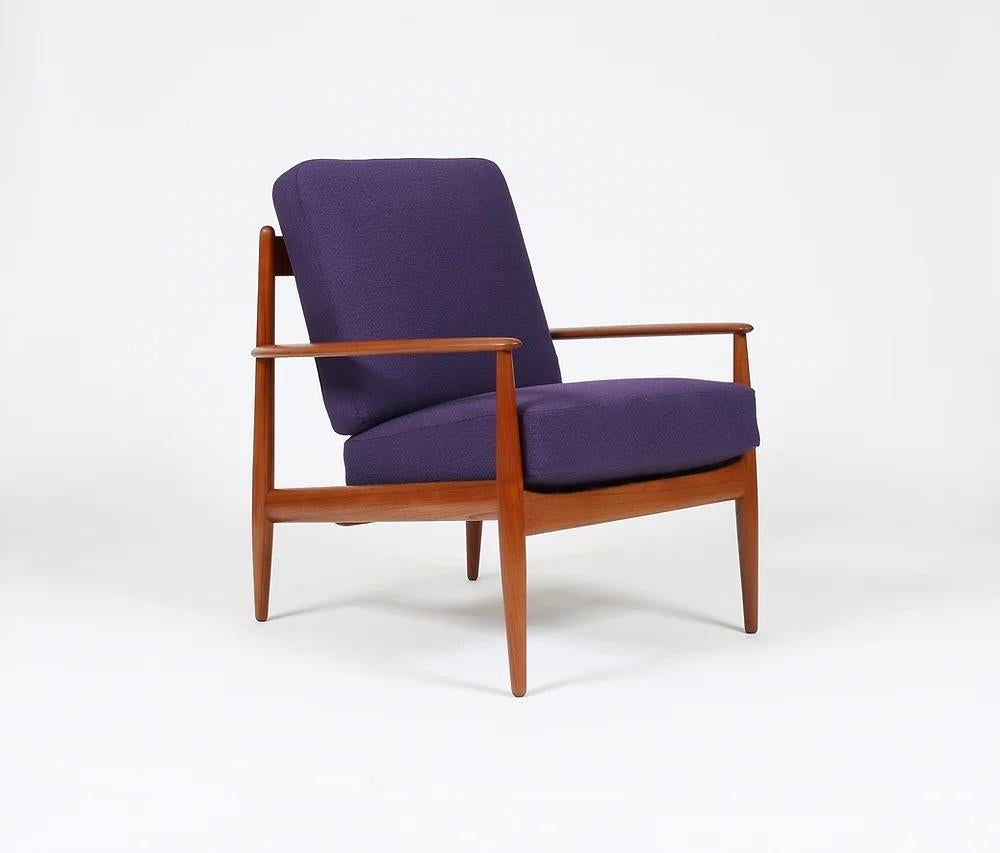 Danish Purple Grete Jalk Teak Lounge Chair for France and Son For Sale