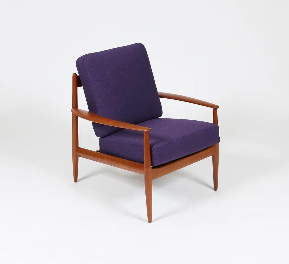 Purple Grete Jalk Teak Lounge Chair for France and Son For Sale 2