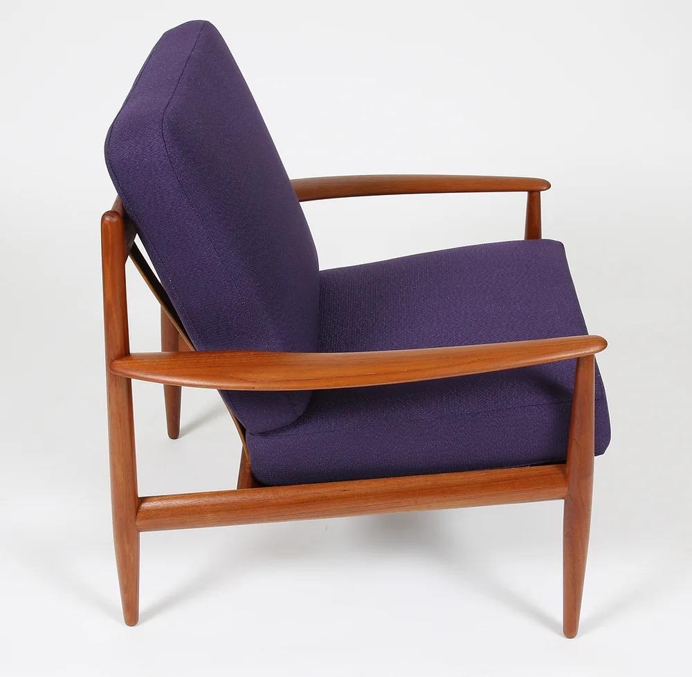 Purple Grete Jalk Teak Lounge Chair for France and Son For Sale 3