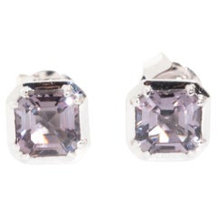 Purple Grey Spinel Contemporary Stud Earrings in 9 Carat White Gold