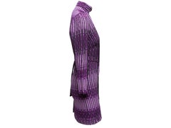 Purple Gucci Silk Dot Print Long Sleeve Dress & Scarf Set Size US S