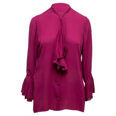Lila Gucci Seidenbluse mit Rüschen Größe IT 40