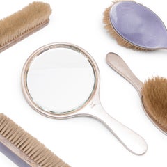 Purple Guilloche Enamel Vanity Set, circa 1930