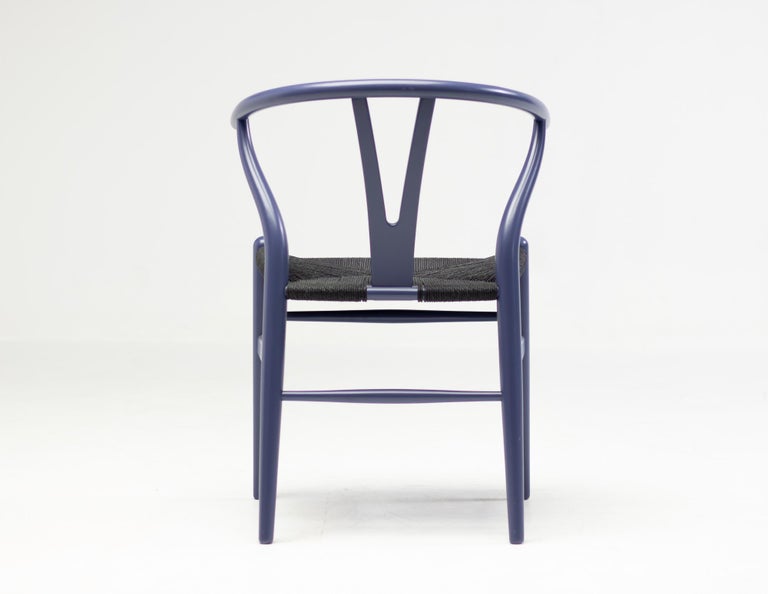 Danish Purple Hans Wegner for Carl Hansen CH24 Wishbone Chair with Black Papercord Seat For Sale