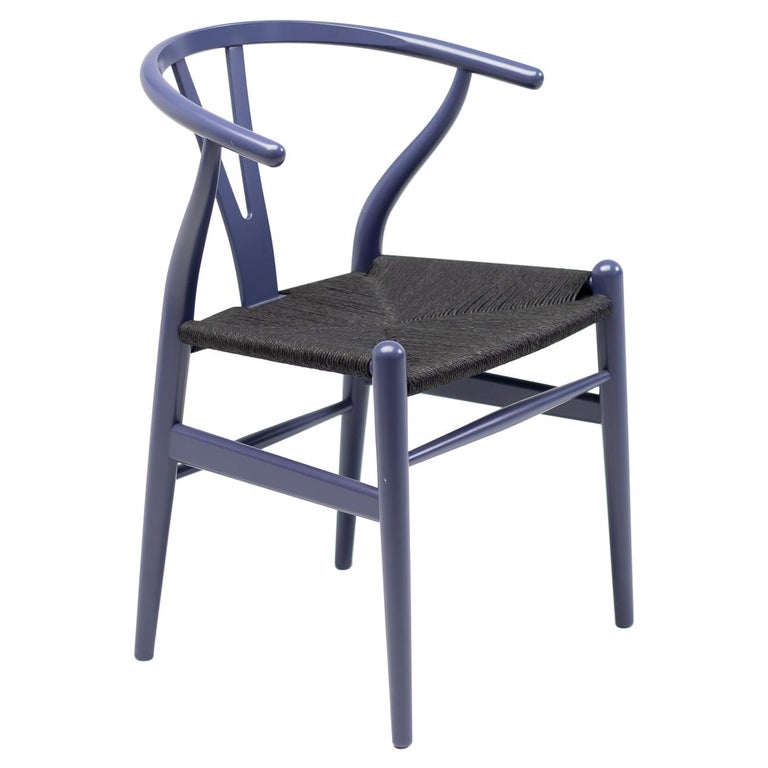 Purple Hans Wegner for Carl Hansen CH24 Wishbone Chair with Black Papercord Seat For Sale