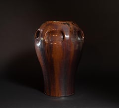 Art Nouveau Purple Hare's Fur Glaze Stoneware Vase by Auguste Delaherche