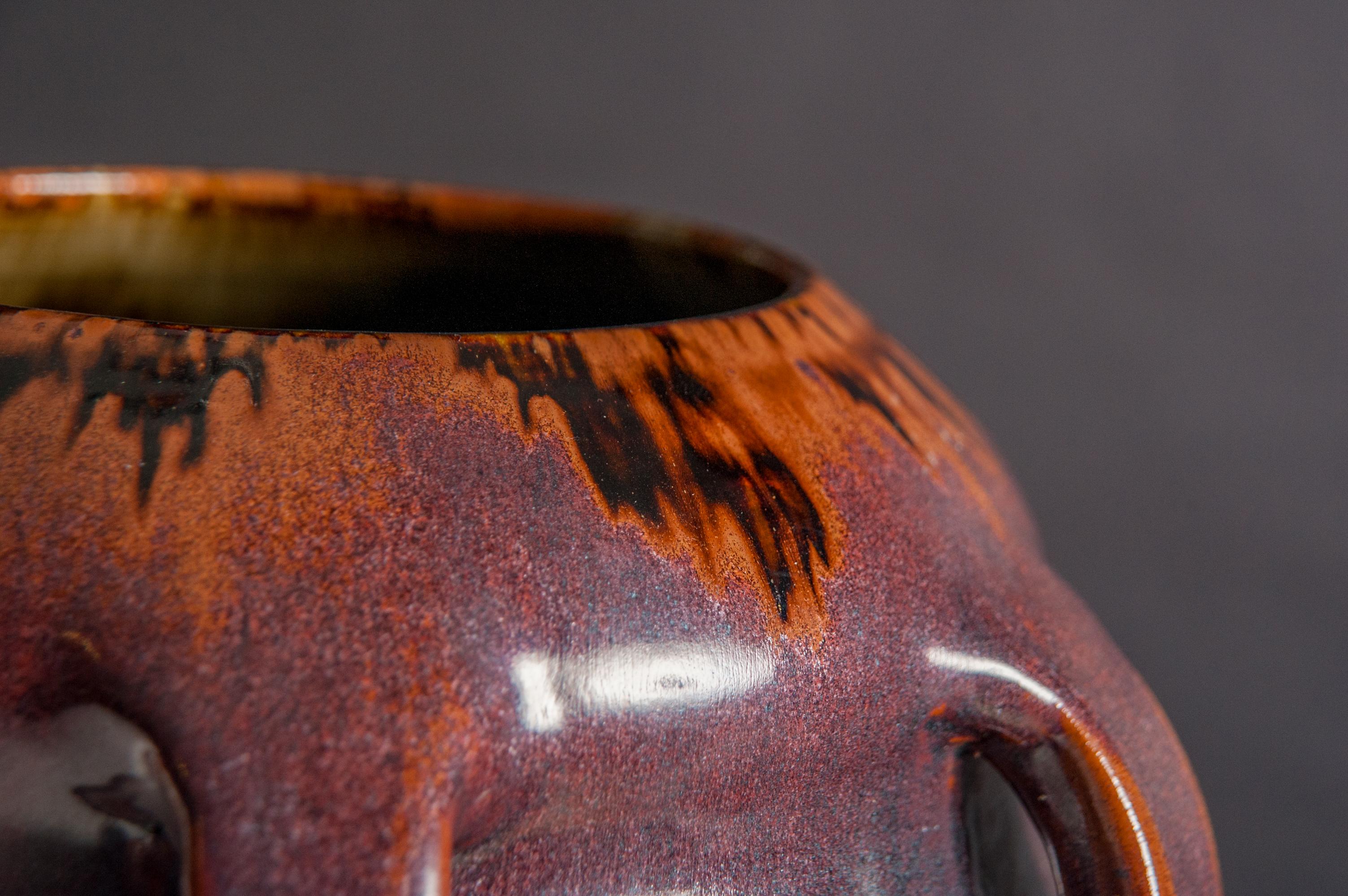 Art Nouveau Purple Hare's Fur Glaze Stoneware Vase by Auguste Delaherche In Excellent Condition For Sale In Chicago, US