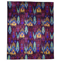 Purple High Quality Sari Silk Suzani Hand Knotted Modern Oriental Rug