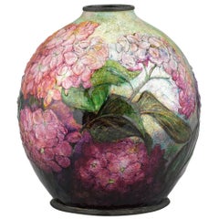 Antique Purple Hydrangea Vase by Camille Fauré