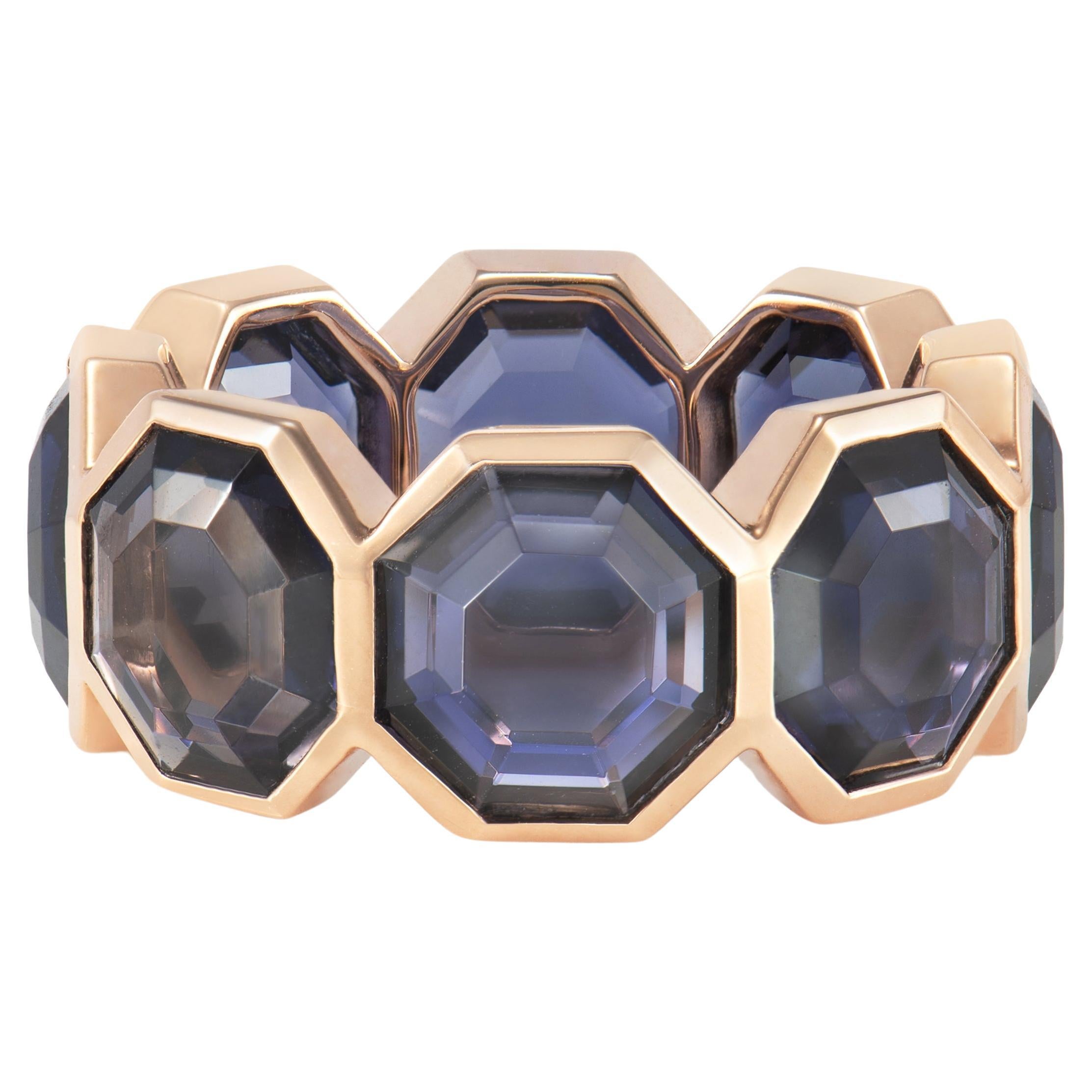 Priyashi Nahata Purple Iolite Russell Ring in 18 Karat Rose Gold