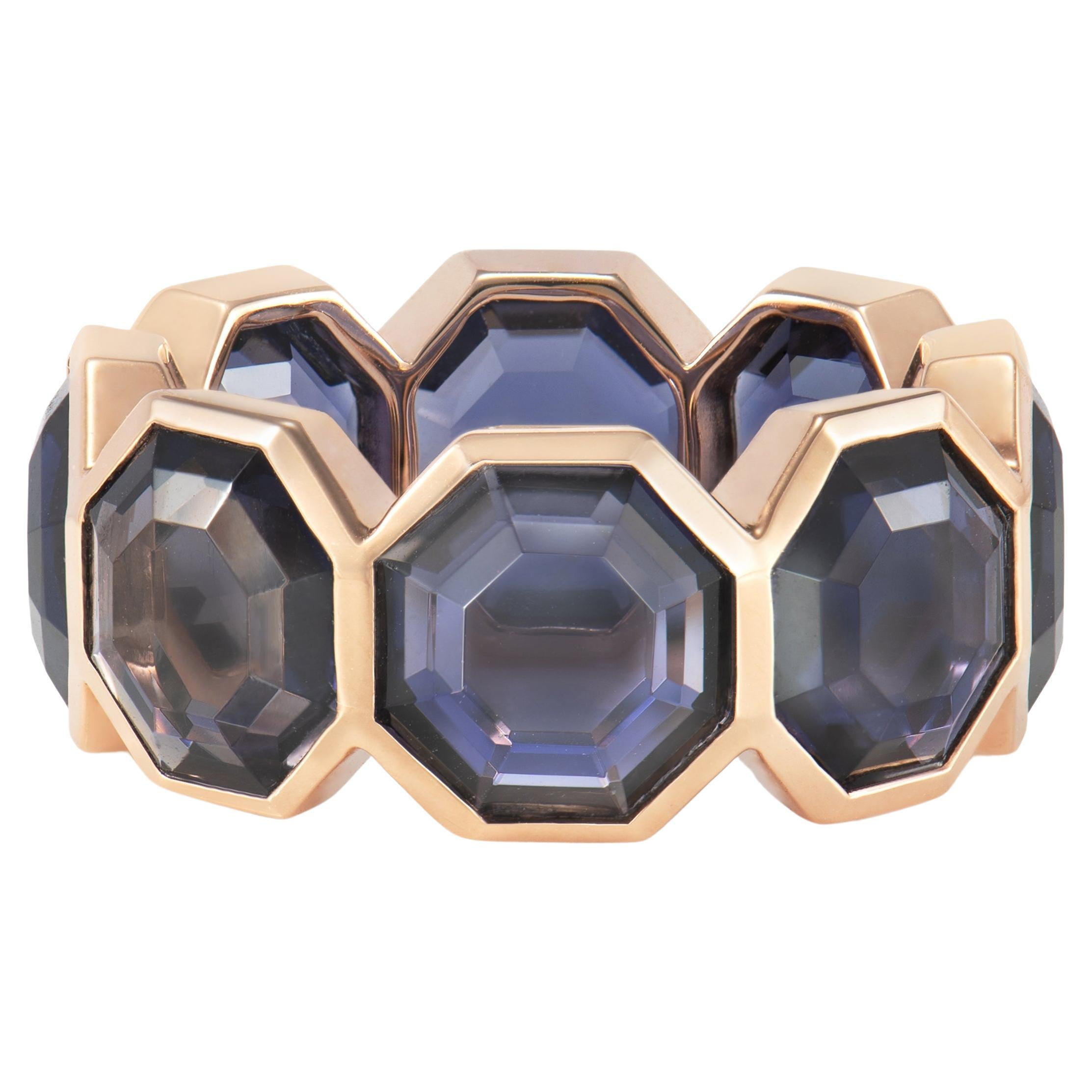 Purple Iolite Russell Ring in 18 Karat Rose Gold