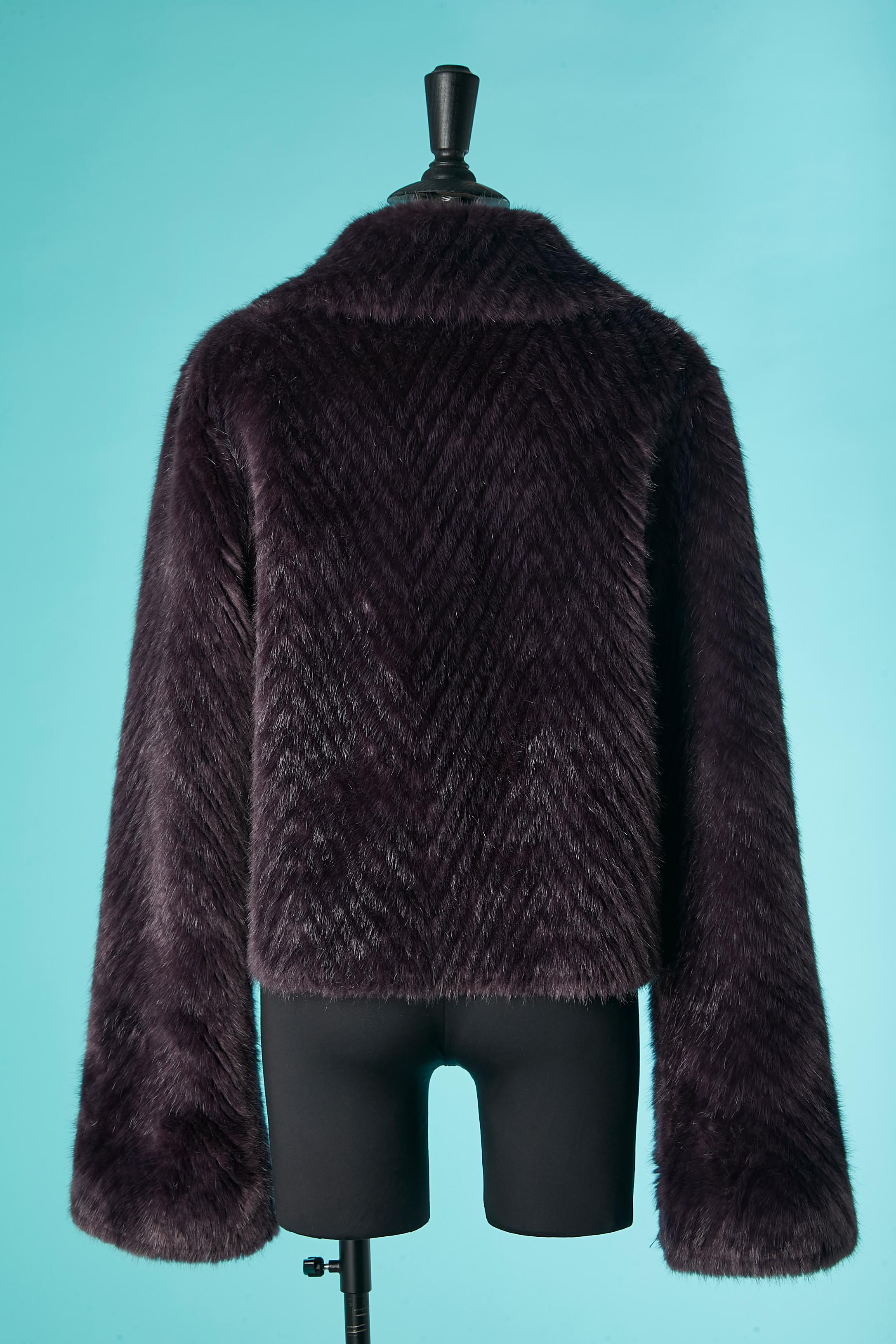 Purple jacket in faux furs with zip closure Armani Junior For Sale 1