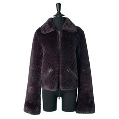 Purple jacket in faux furs with zip closure Armani Junior 