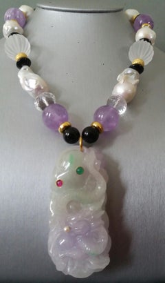 Purple Jade Amethyst Pearls Quartz Black Onyx Rubies Emeralds Gold Necklaces