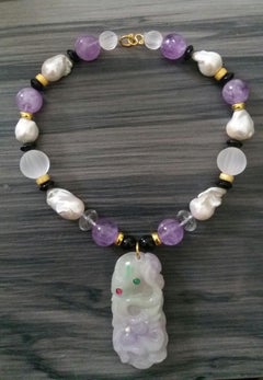 Purple Jade Amethyst Pearls Quartz Black Onyx Rubies Emeralds Gold Necklaces