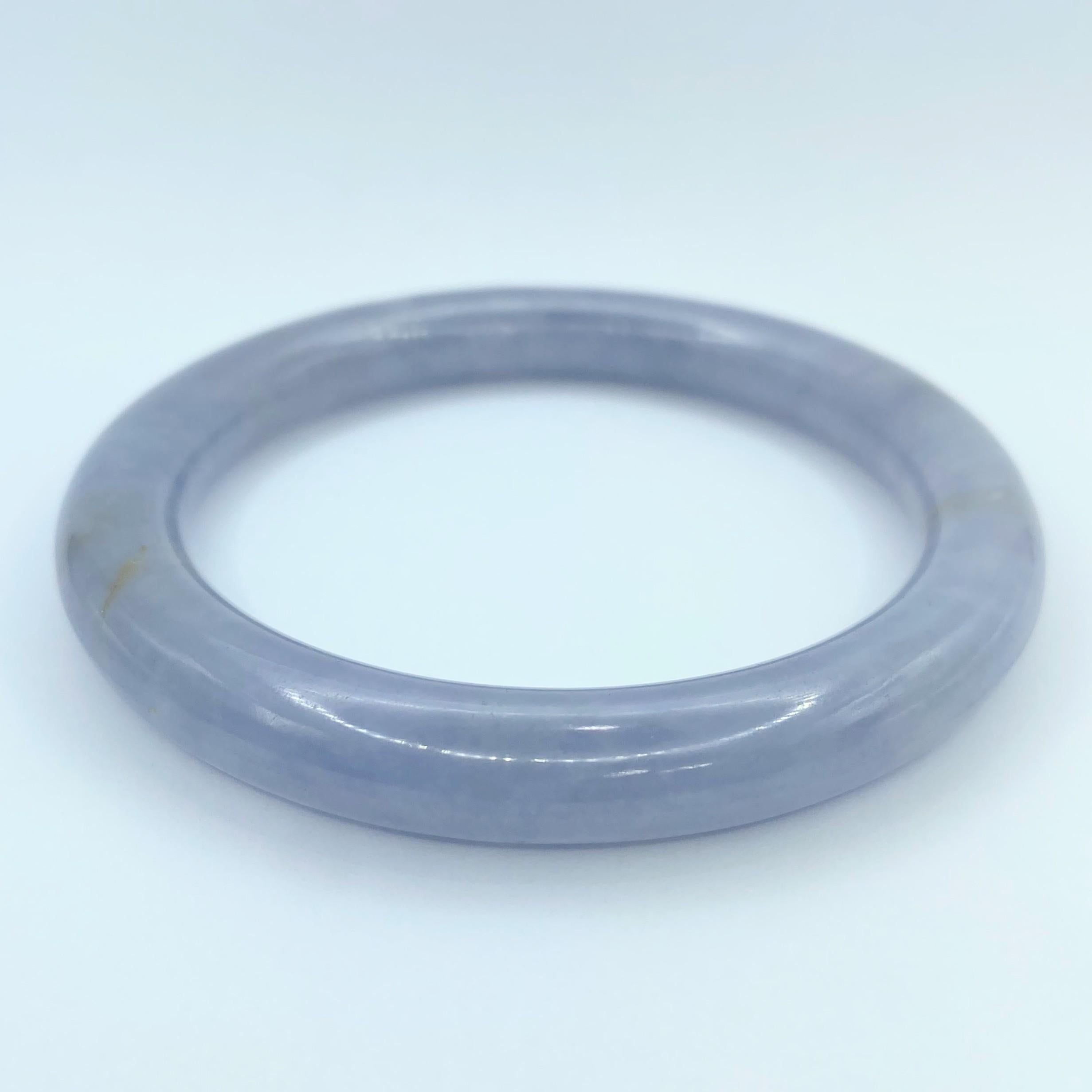 Round Cut Certified Genuine Burmese Lavender Jadeite Jade Bangle For Sale
