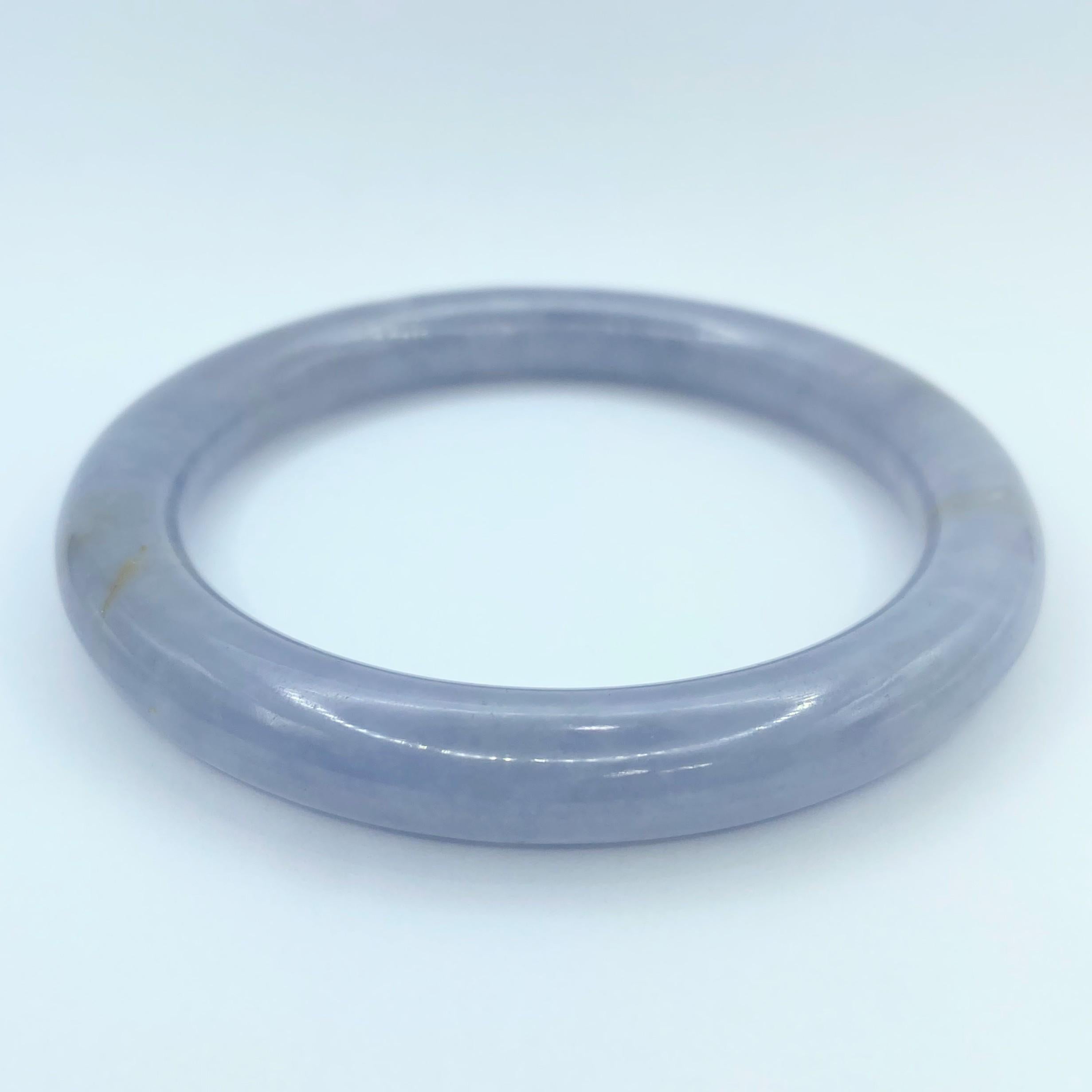 Women's or Men's Genuine Burmese Lavender Jadeite Jade Bangle For Sale