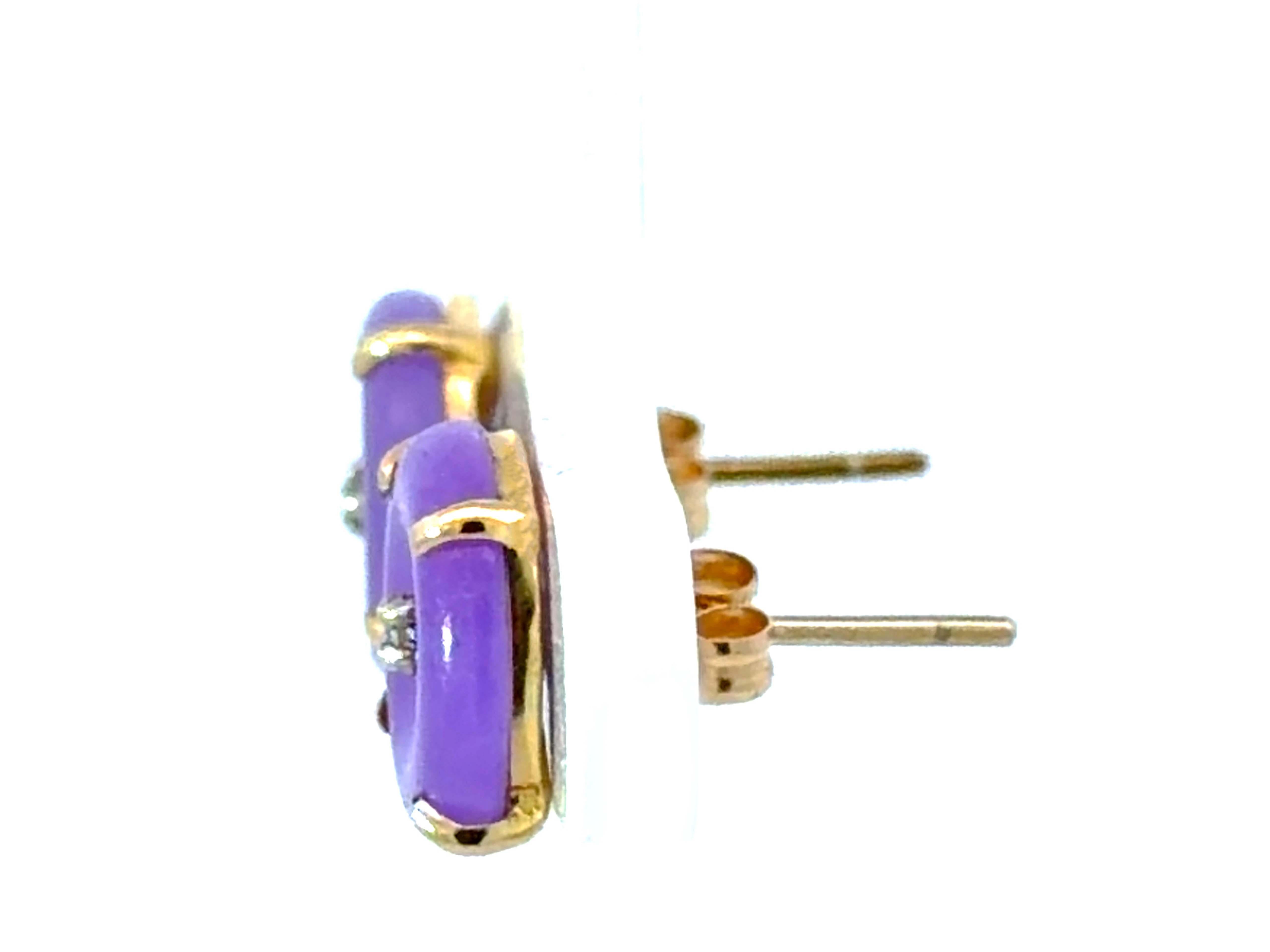 Donna Orecchini a disco di giada viola in oro giallo 14K in vendita
