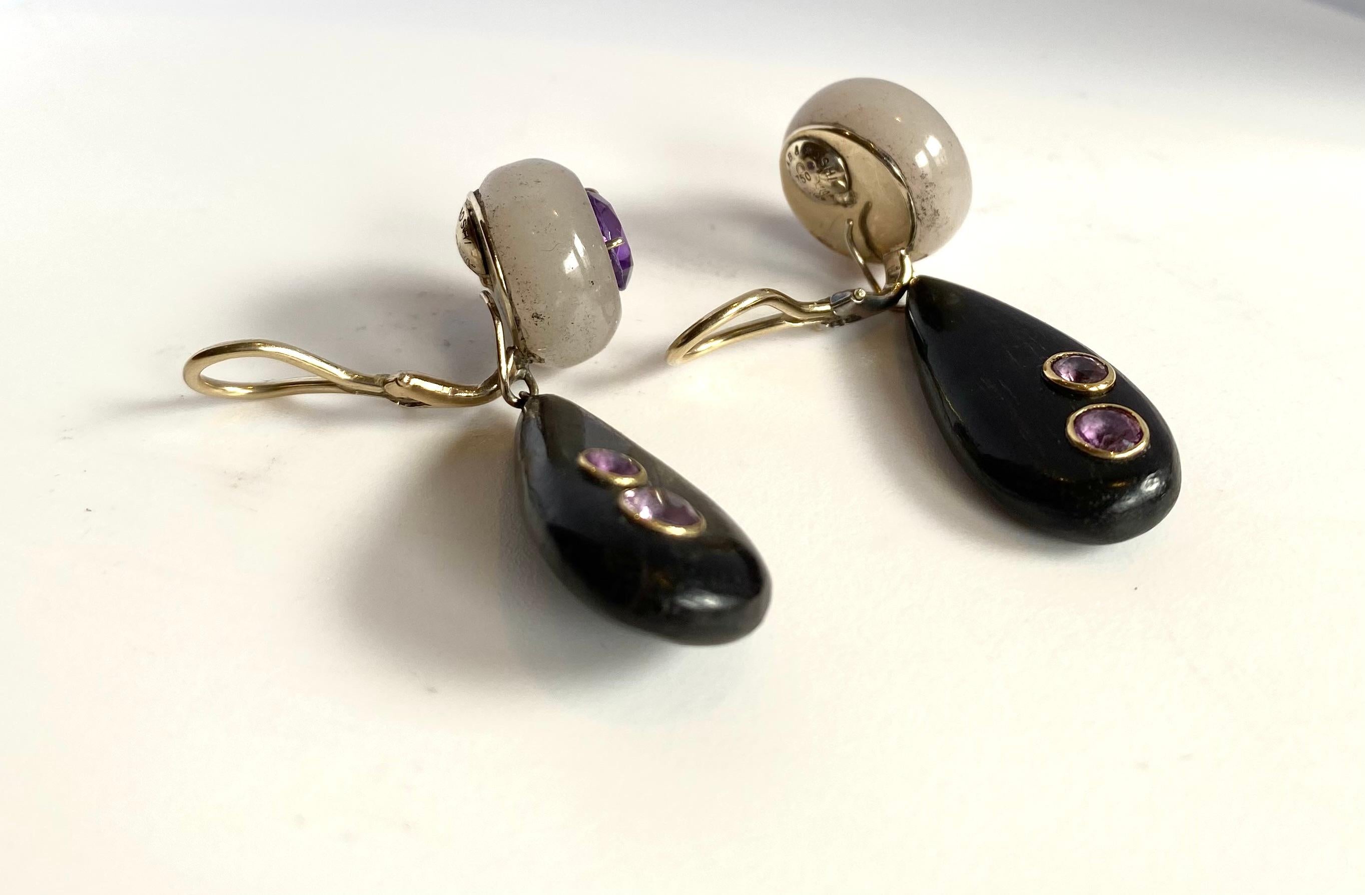 Brilliant Cut Purple jade Donut Earrings For Sale