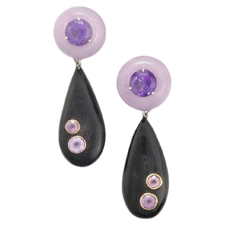 Purple jade Donut Earrings For Sale