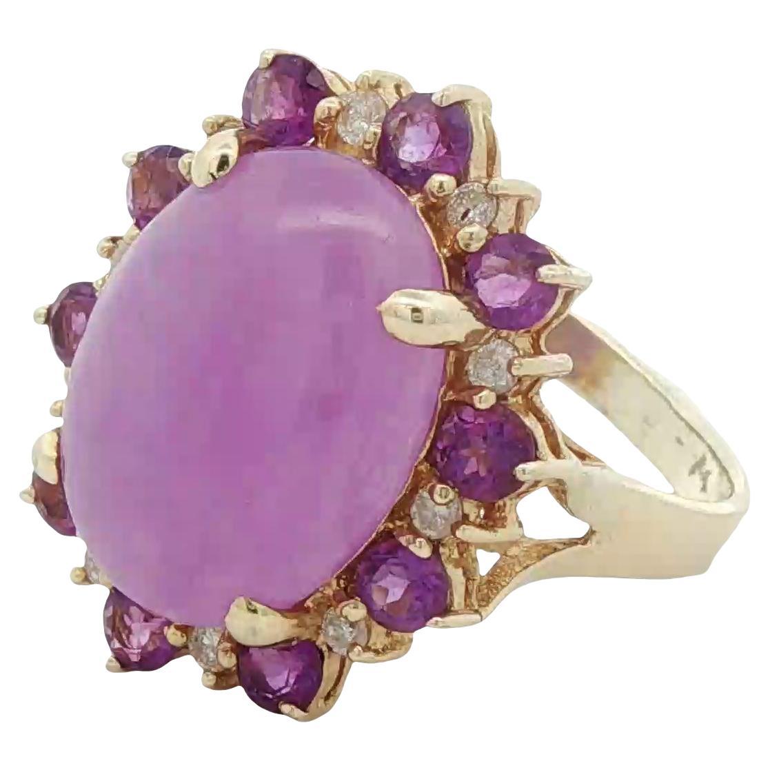 Purple Jade Ring With Amethyst and Diamonds For Sale