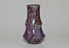 Lila Japonistische Jugendstil-Keramik von Eugene Lion Vase in Violett