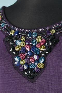 Purple jersey asymmetrical cocktail dress with beadwork FENDI