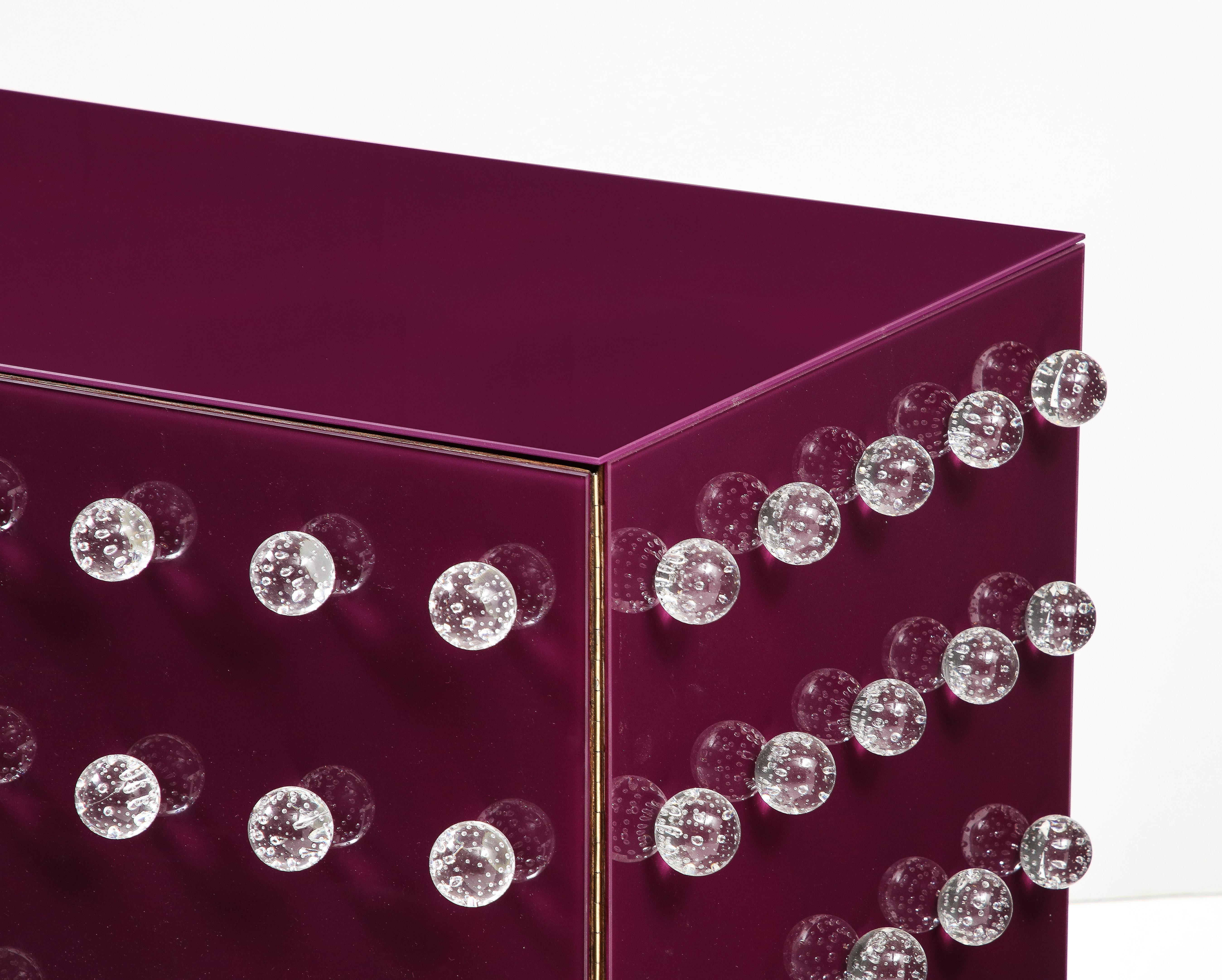 Gabinete de cocina púrpura en cristal de Murano Hecho en Italia Justfurnituress Diseñador Latón en venta
