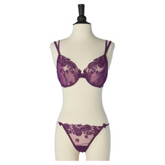 Ensemble soutien-gorge et pantalon violet LA PERLA (nouveau)