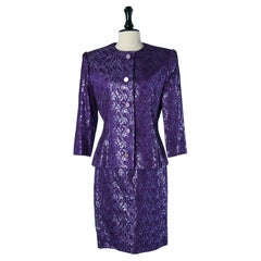 Purple lace lurex skirt suit GIVENCHY Nouvelle  Boutique