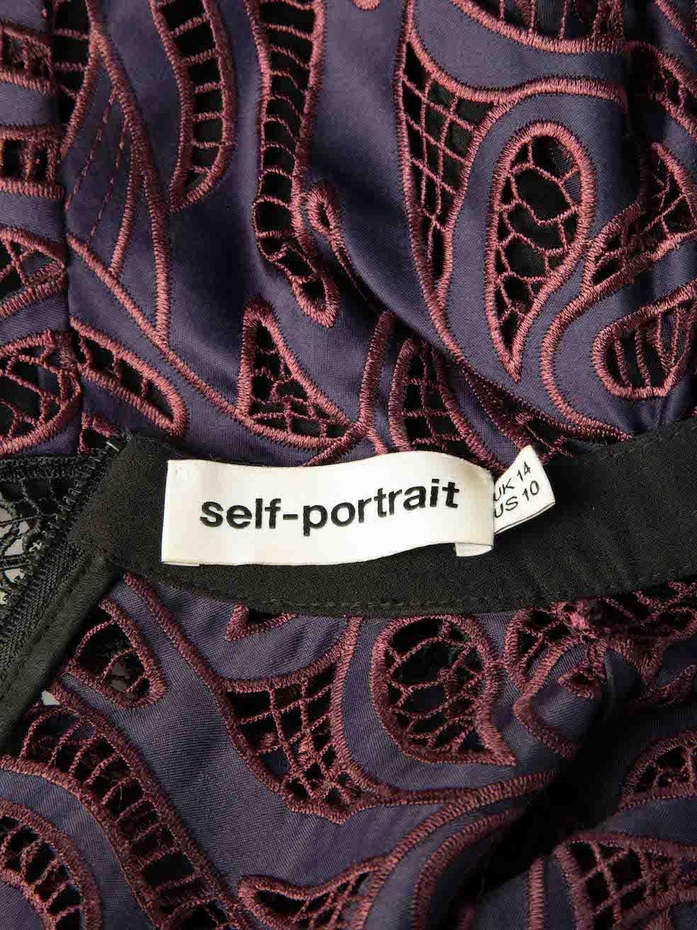 Women's Self-Portrait Purple Lace Short Sleeve Dress Size XL