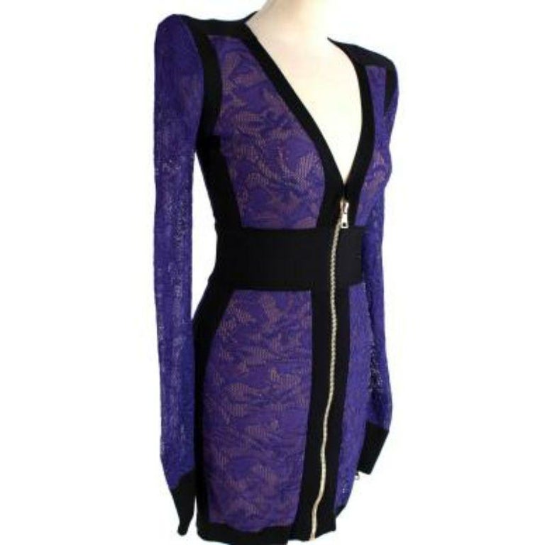 Lace-Trim Zip Front Dress main image 1