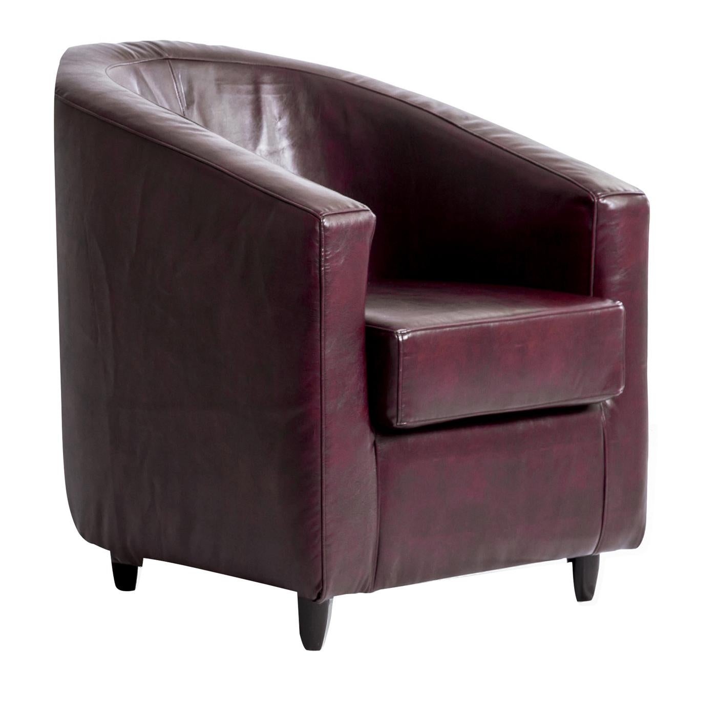Italian Purple Leather Armchair