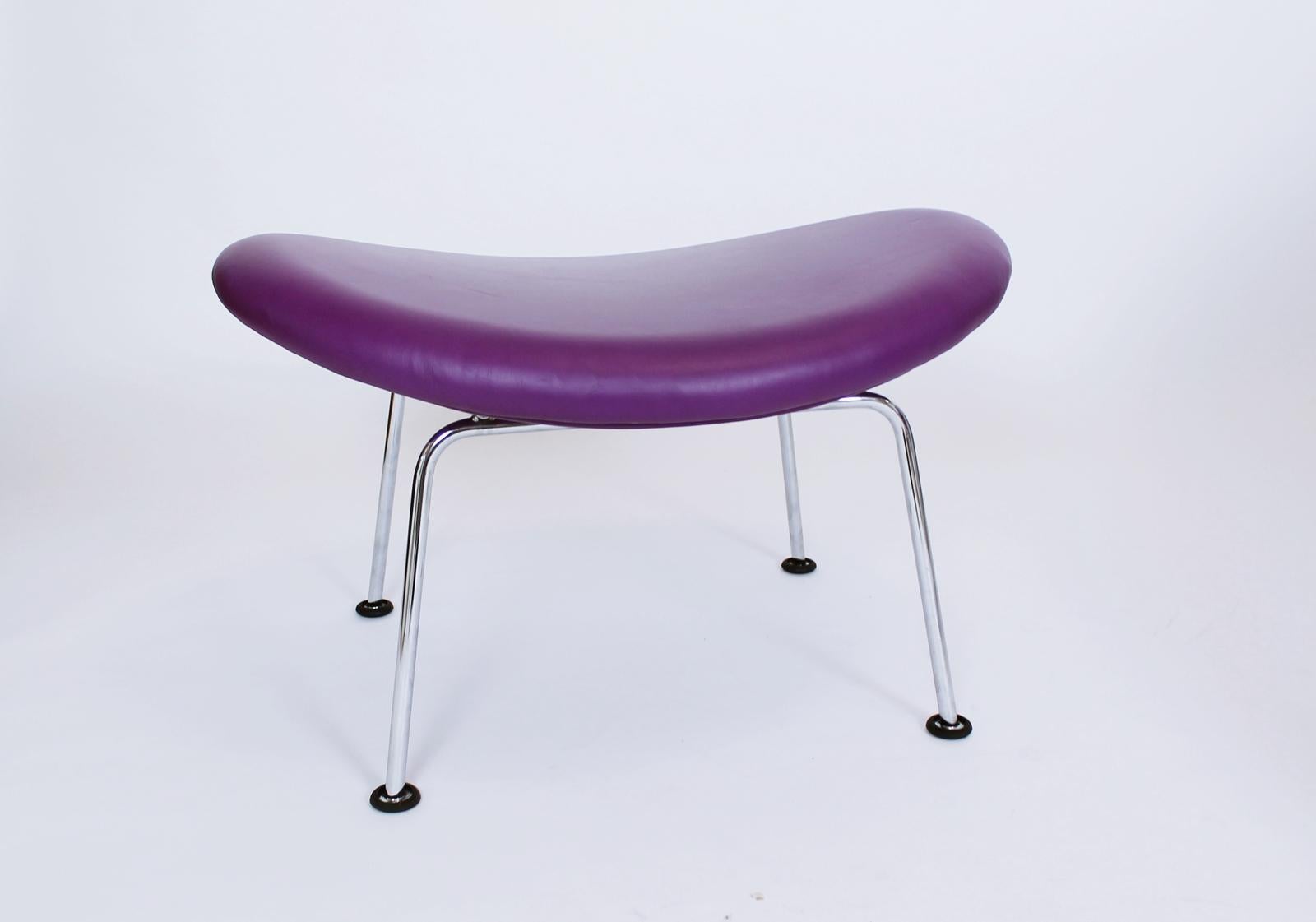 Mid-20th Century Purple Leather Globe Lounge Chair and Ottoman by Pierre Paulin for Artifort