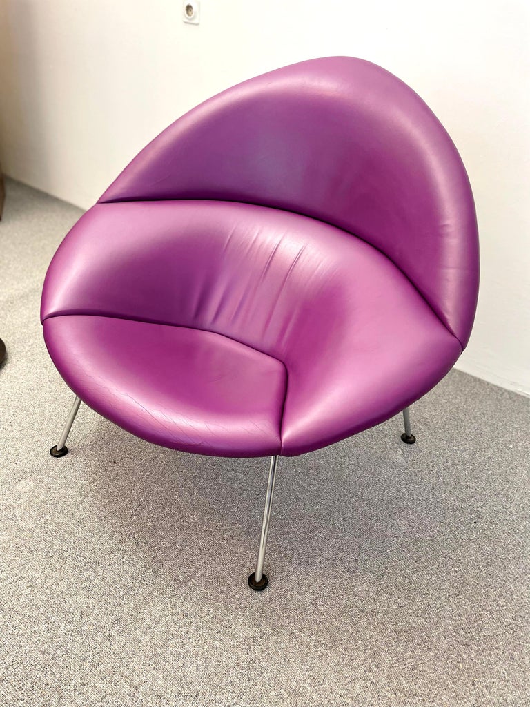 Purple Leather Globe Lounge Chair and Ottoman by Pierre Paulin for Artifort at 1stDibs | purple ...