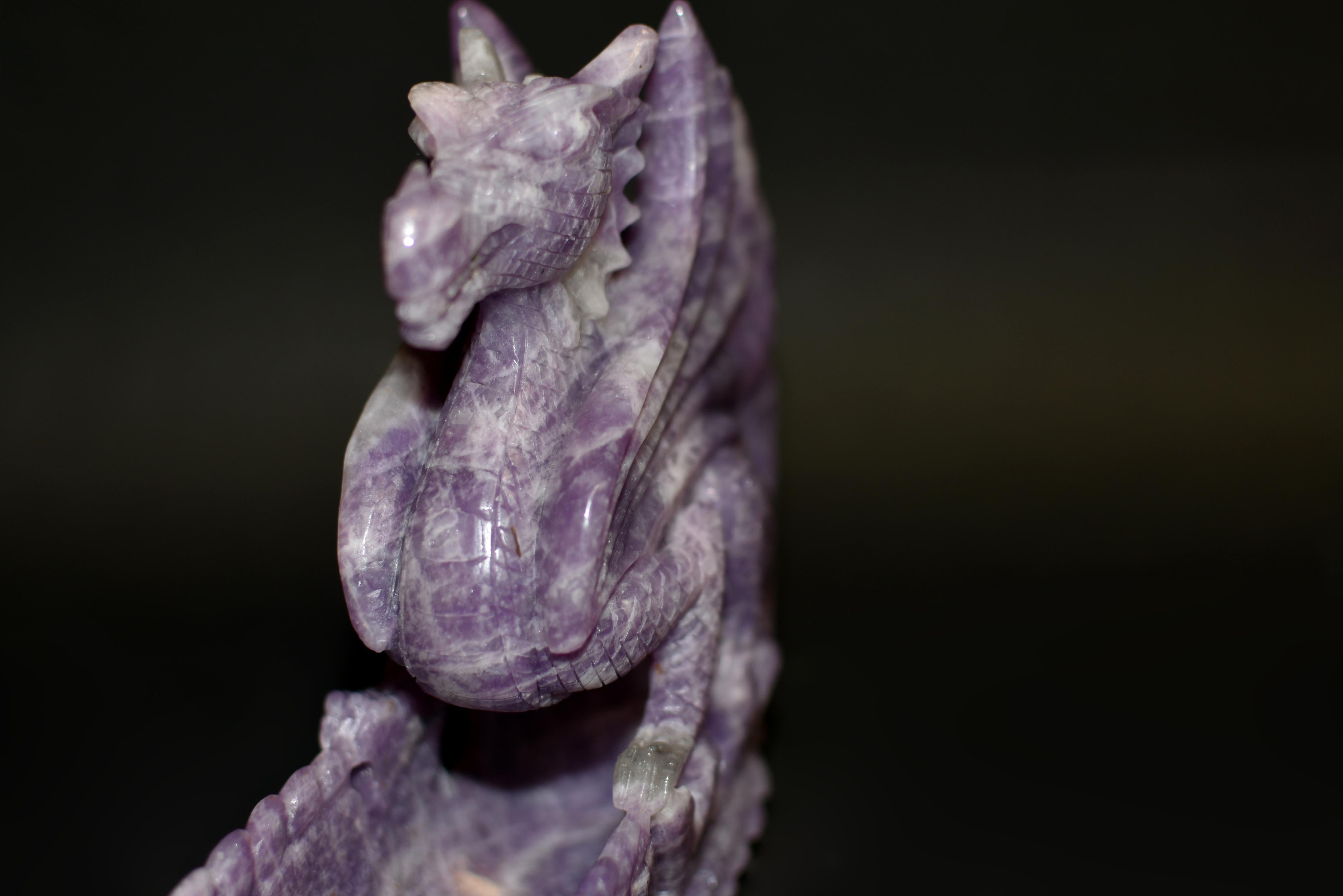 Purple Lepidolite Gem Dragon Vessel  For Sale 5
