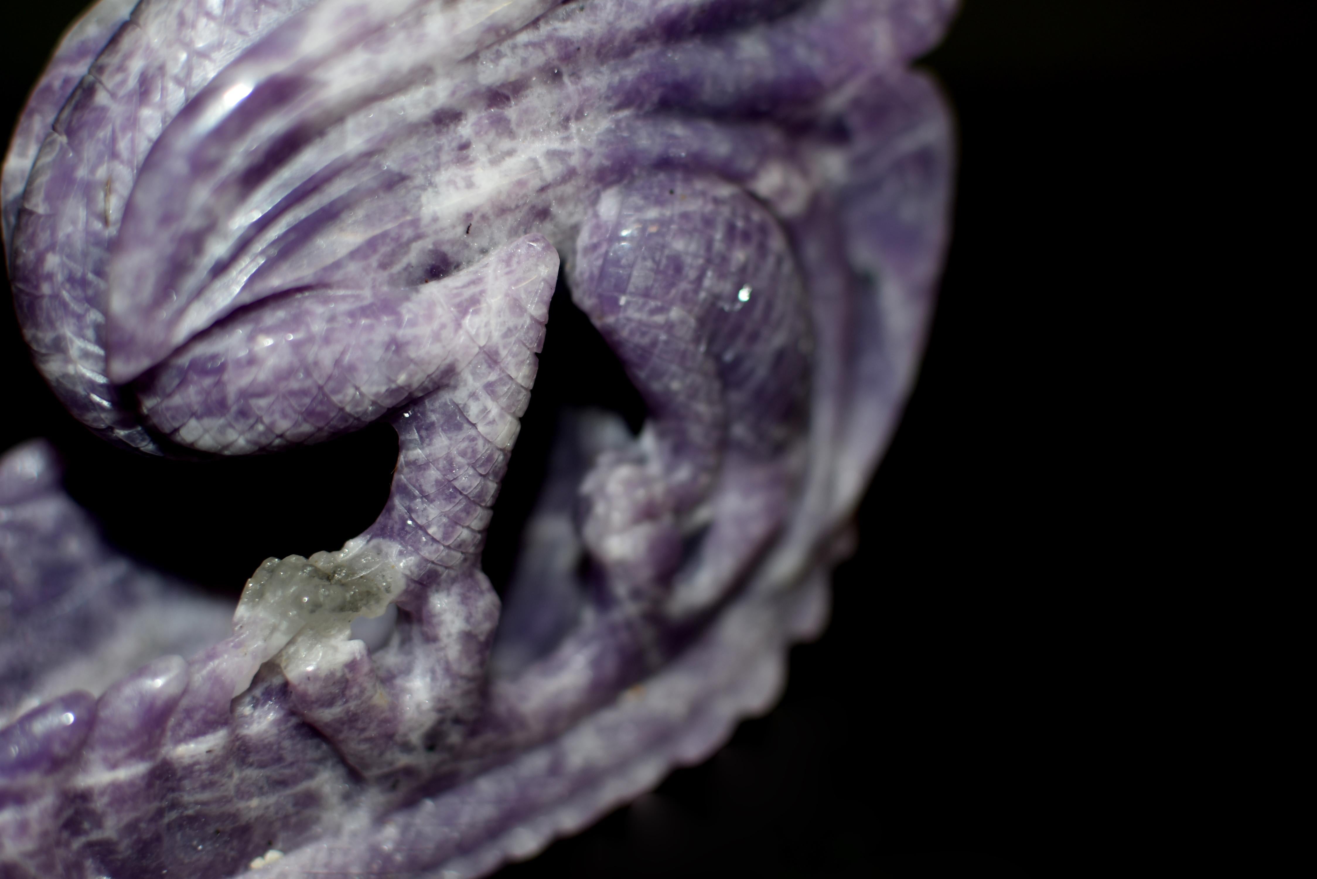 Purple Lepidolite Gem Dragon Vessel  For Sale 7