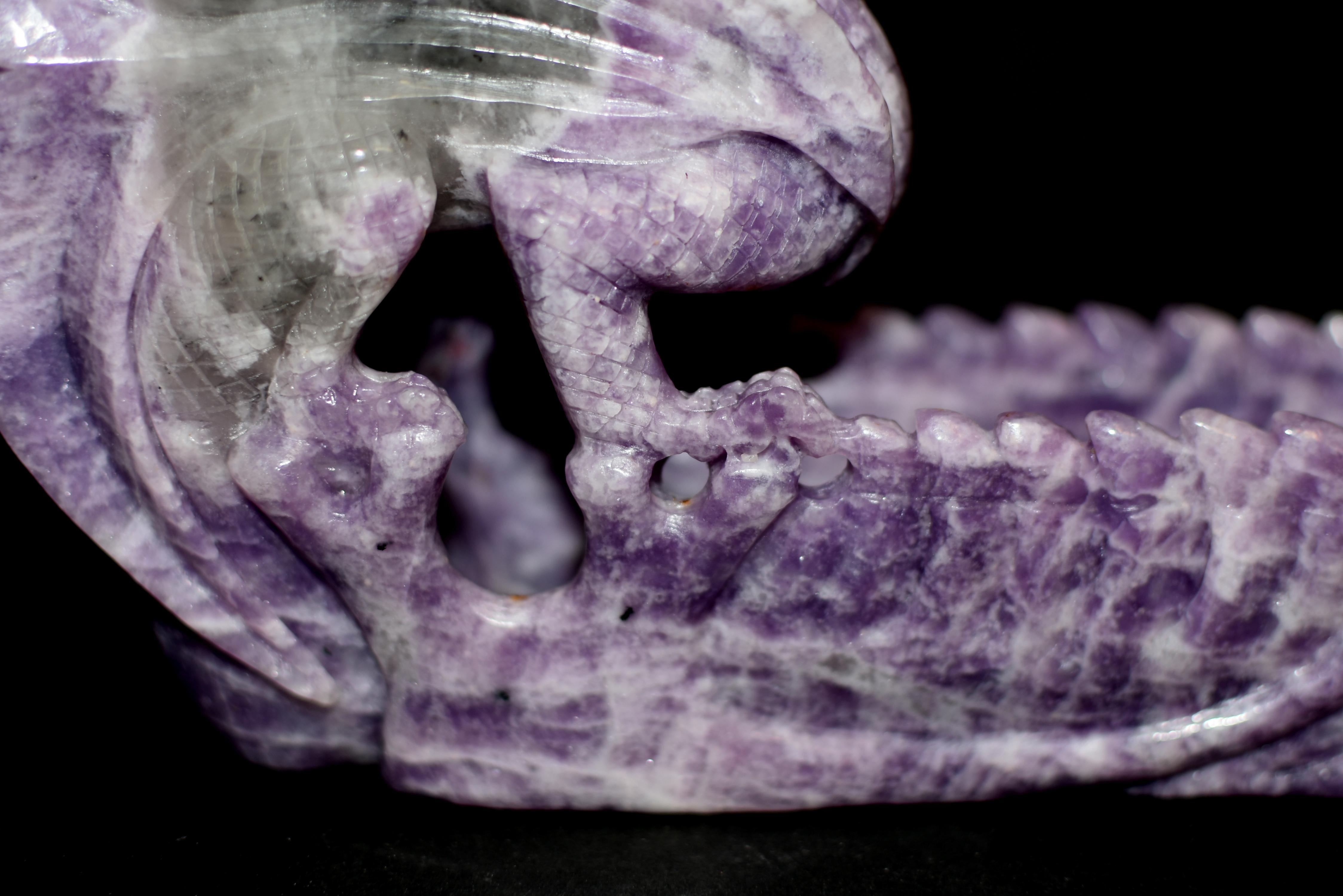 Purple Lepidolite Gem Dragon Vessel  For Sale 11