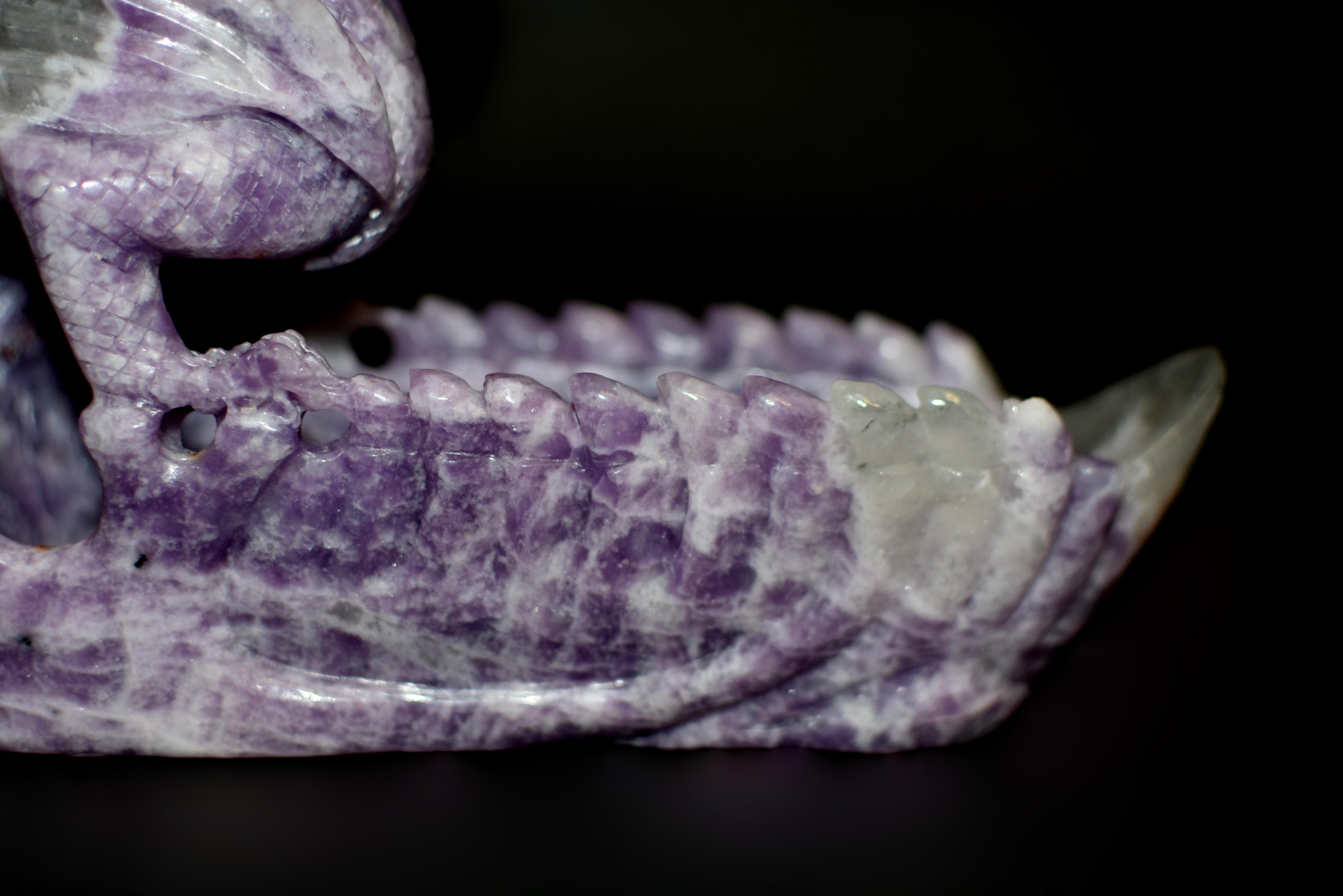 Purple Lepidolite Gem Dragon Vessel  For Sale 12