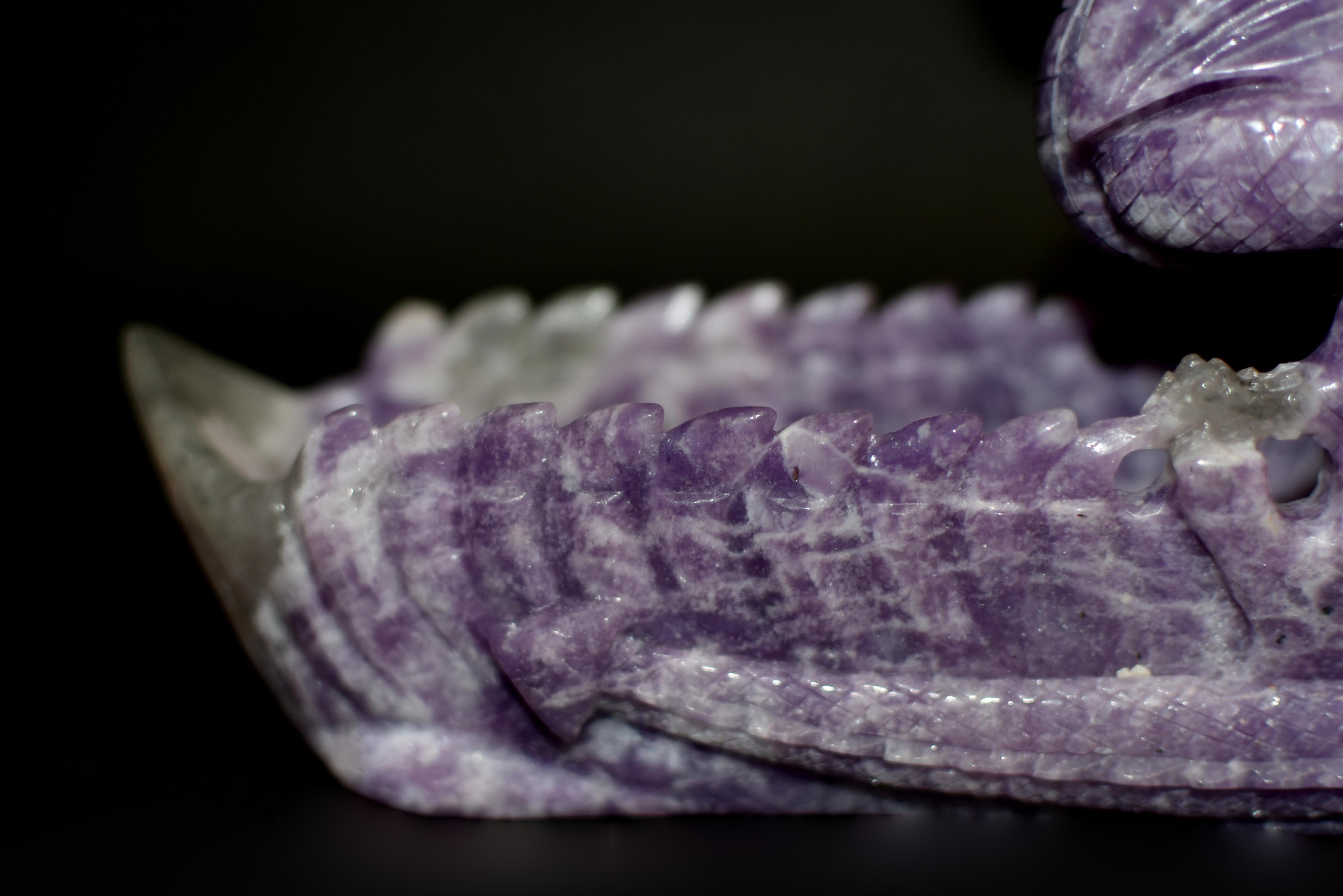 Purple Lepidolite Gem Dragon Vessel  For Sale 3
