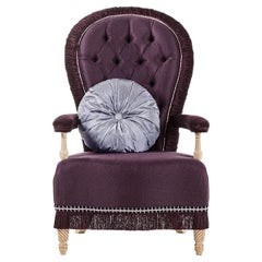 Purple Linen and Velvet Armchair 